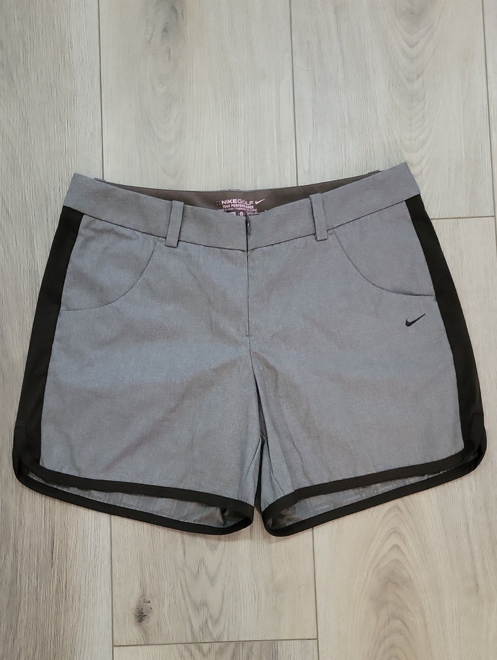Nike Women's Gray Athletic Shorts with Black Accents